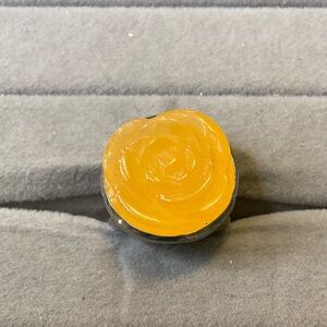 Sterling Silver Yellow Carved Jade Flower